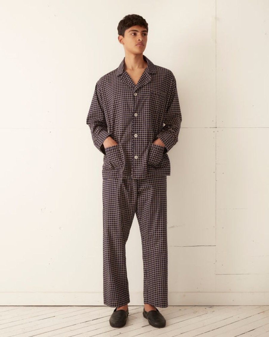 BODE New York Midnight Grid Pajama Shirt | Shirts