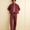 BODE New York Twill Cropped Car Jacket - Merlot | Outerwear