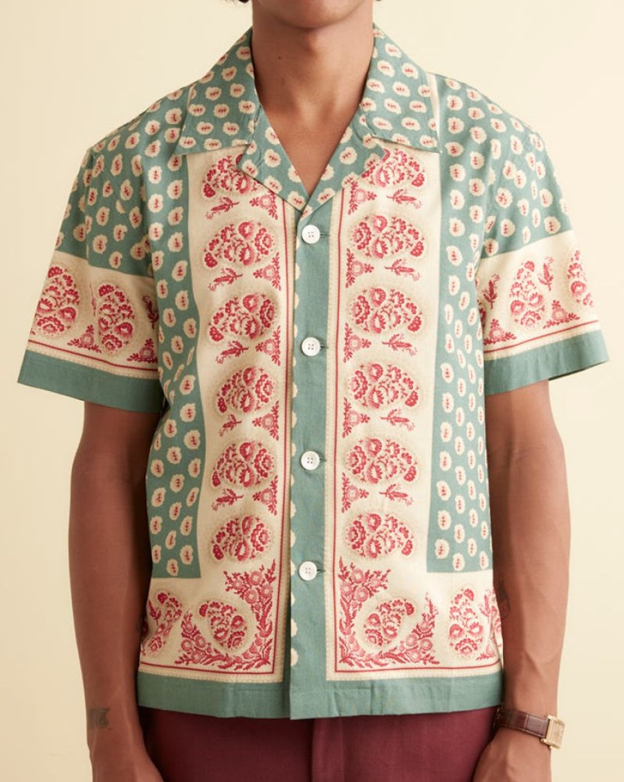 BODE New York Paisley Frame Short Sleeve Shirt | Shirts