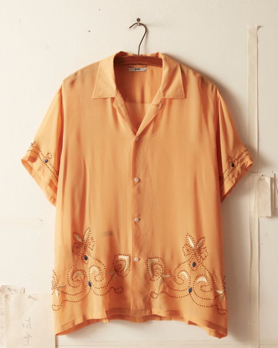 BODE New York Beaded Cantaloupe Short Sleeve Shirt | Shirts