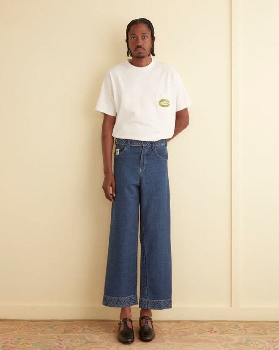 BODE New York Embroidered Denim Knolly Brook Trousers | Trousers & Pants