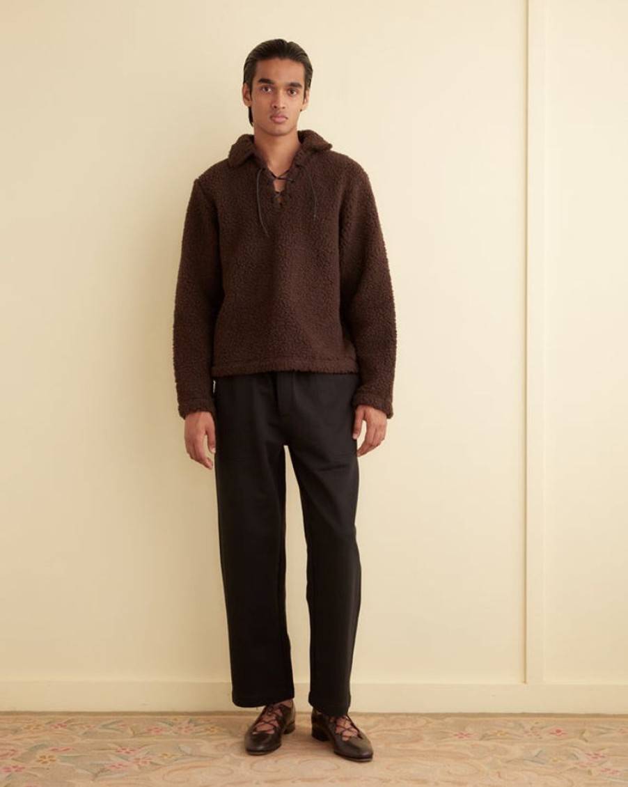 BODE New York Fleece Tie-Up Pullover - Dark | Outerwear