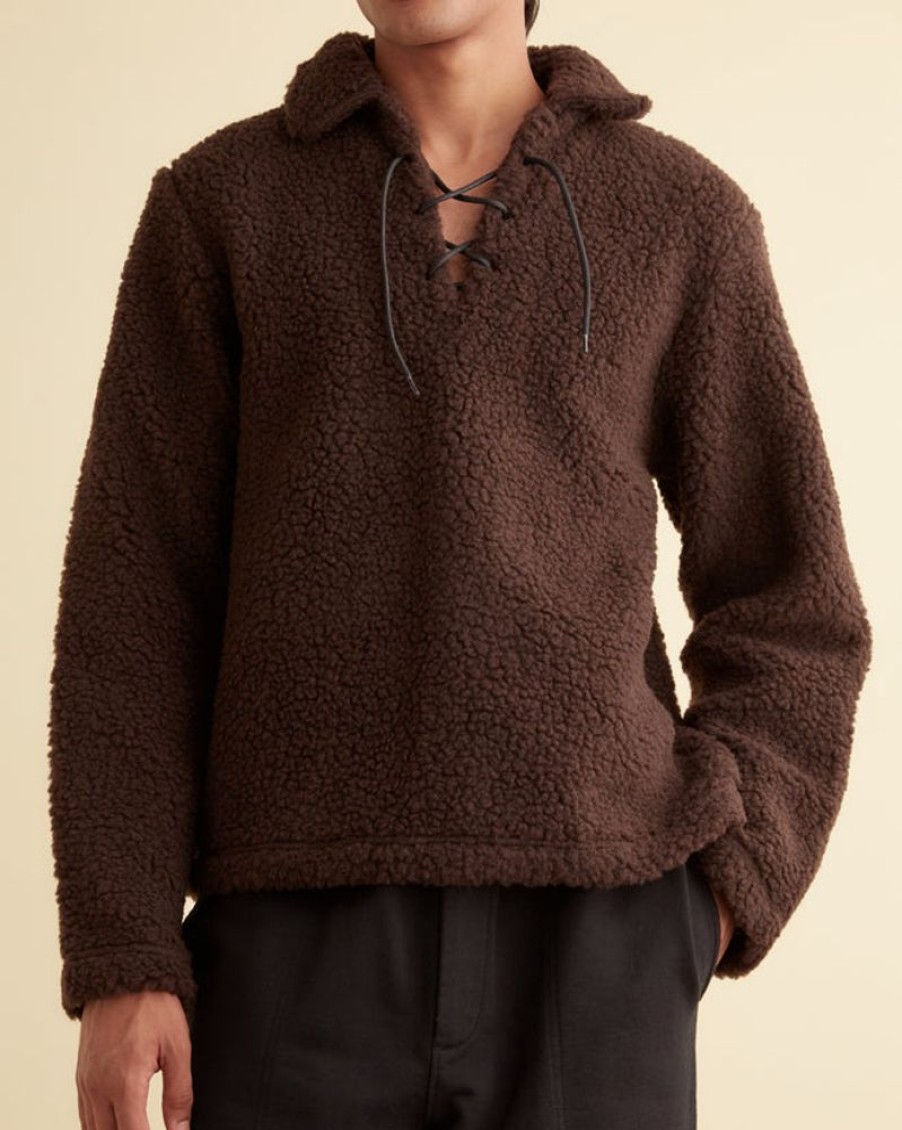 BODE New York Fleece Tie-Up Pullover - Dark | Outerwear