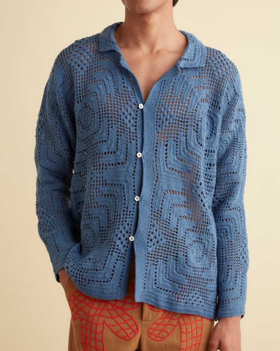 BODE New York Overdye Crochet Shirt | Shirts