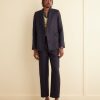 BODE New York Linen Double-Breasted Suit Jacket - Navy | Outerwear