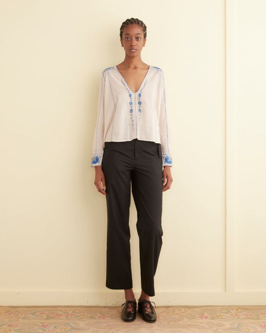 BODE New York Embroidered Cornflower Top | Tops