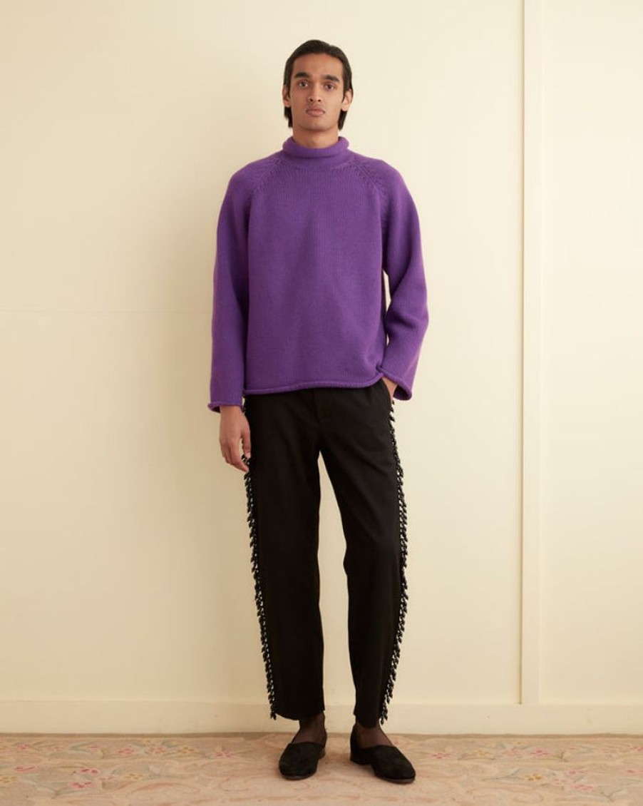 BODE New York Cashmere Roll Neck Sweater - Purple | Knitwear