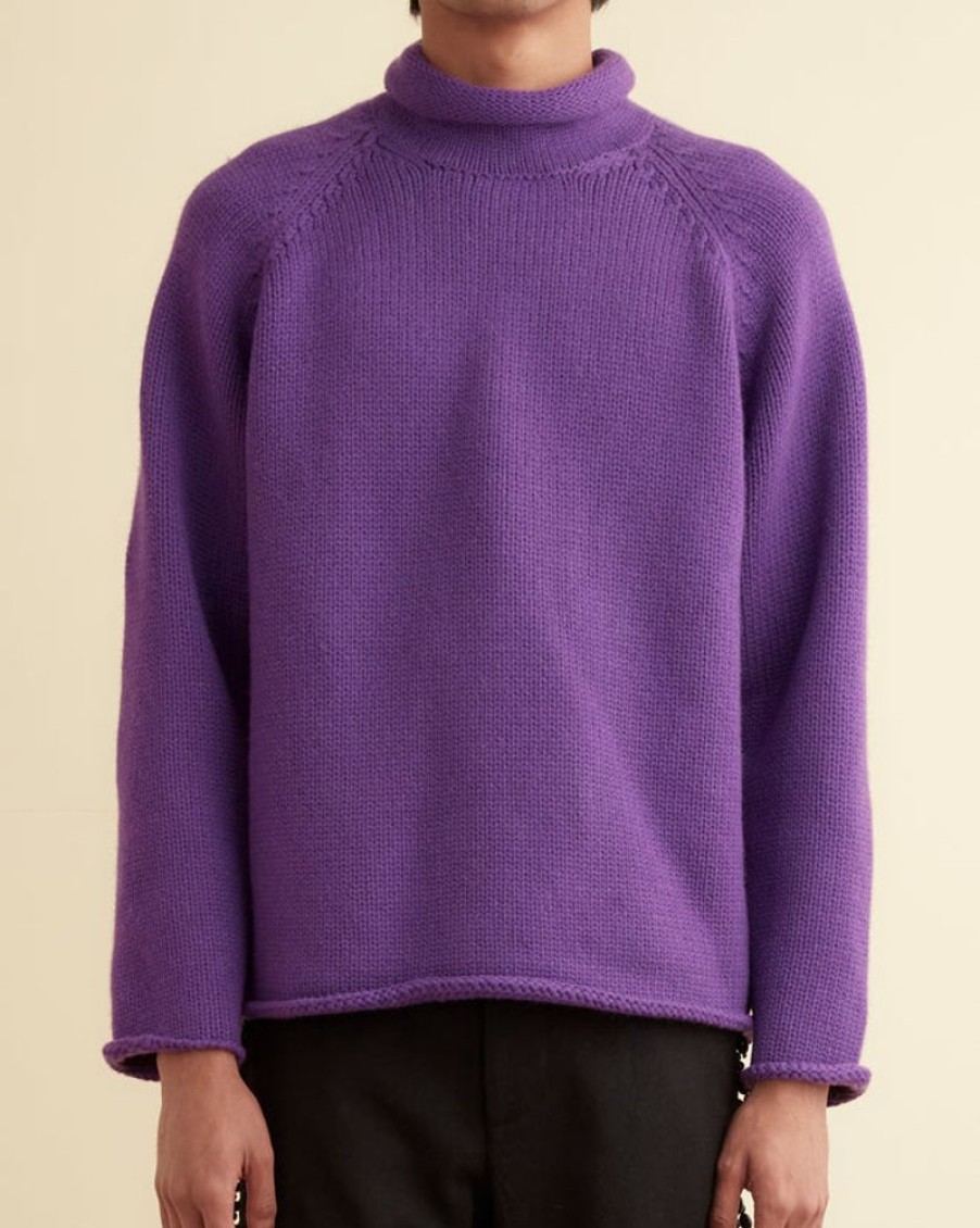 BODE New York Cashmere Roll Neck Sweater - Purple | Knitwear