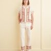 BODE New York Cross-Stitched Rose Garland Short Sleeve Shirt | Shirts