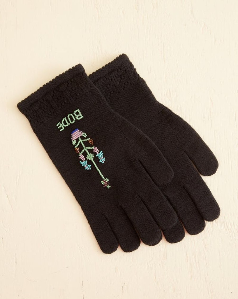 BODE New York Pointelle Gloves - Black | Accessories