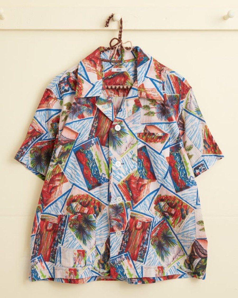 BODE New York Seersucker Postcard Short Sleeve Shirt | Shirts