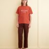 BODE New York Flocked Nouveau Tee - Red | Cut & Sew