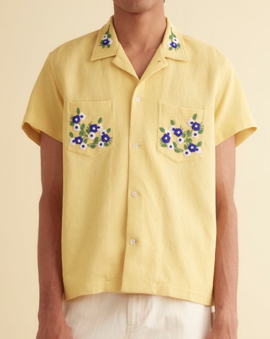 BODE New York Beaded Chicory Short Sleeve Shirt | Shirts