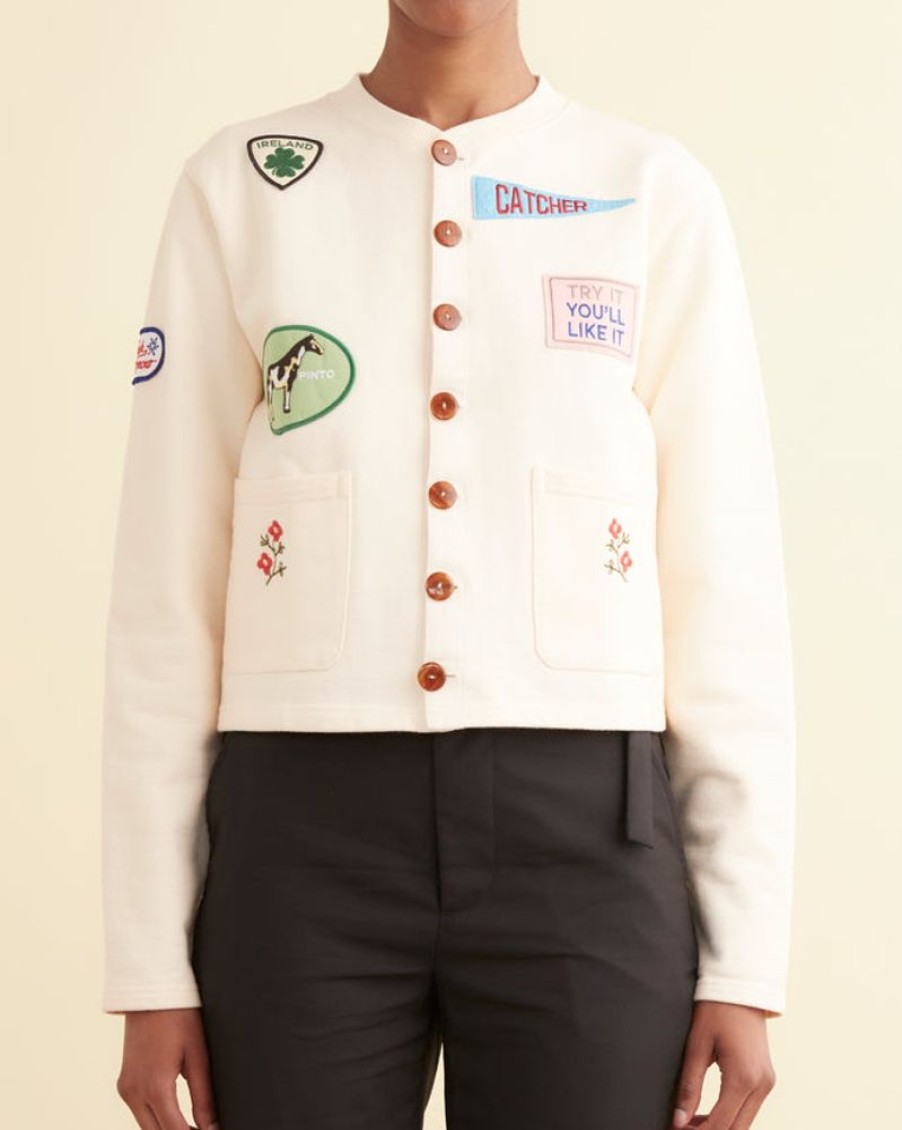 BODE New York Emblem Patch Cardigan | Cut And Sew