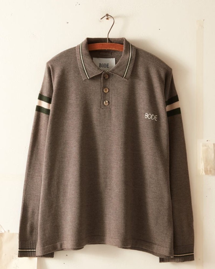 BODE New York Duotone Stripe Cycling Polo - Grey | Knitwear