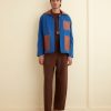 BODE New York Leather Tab Jacket - Tan/Blue | Outerwear