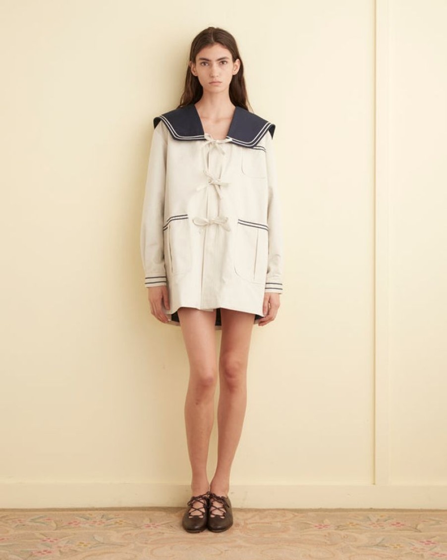 BODE New York Sailor Coat - Cream/Navy | Outerwear