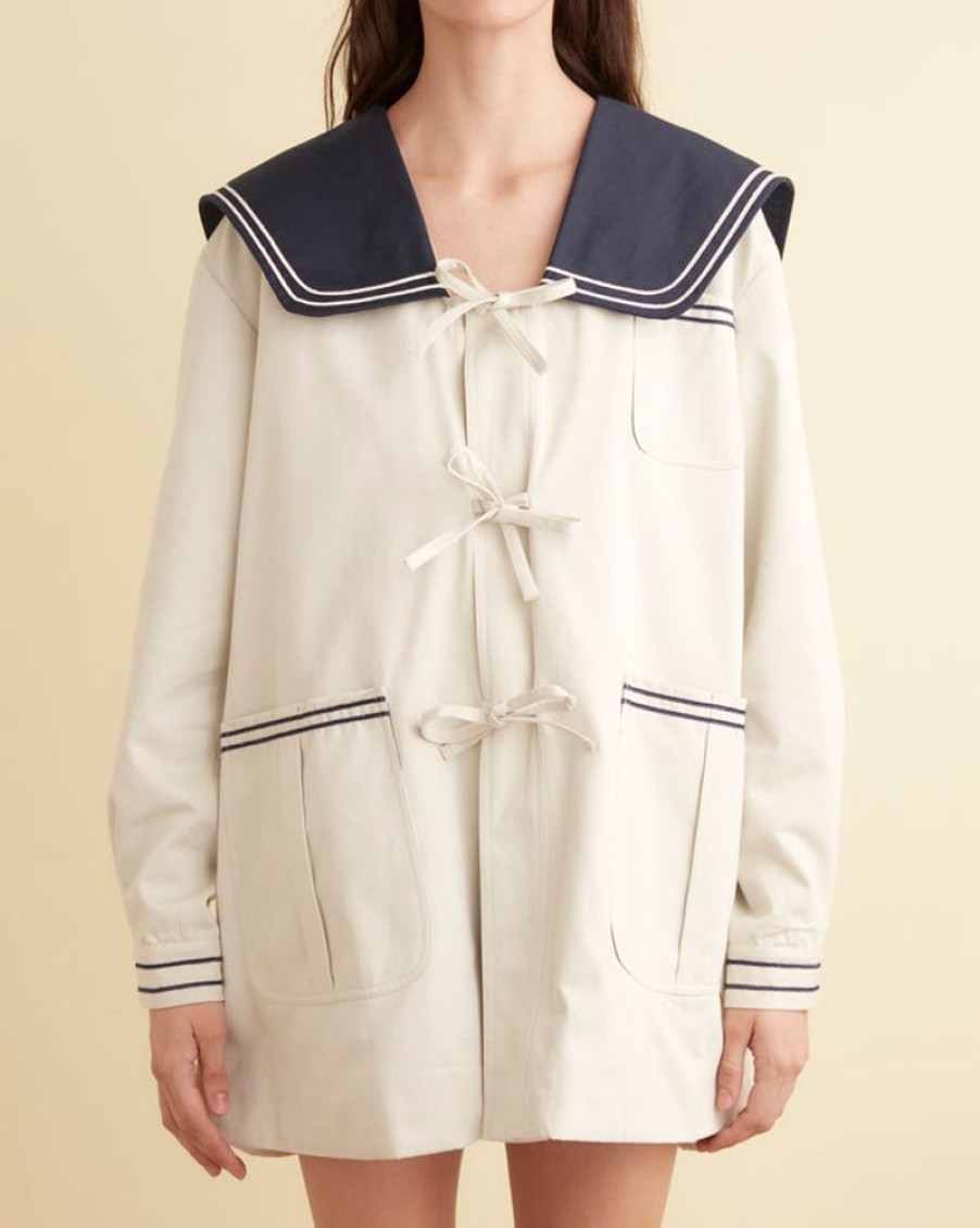 BODE New York Sailor Coat - Cream/Navy | Outerwear