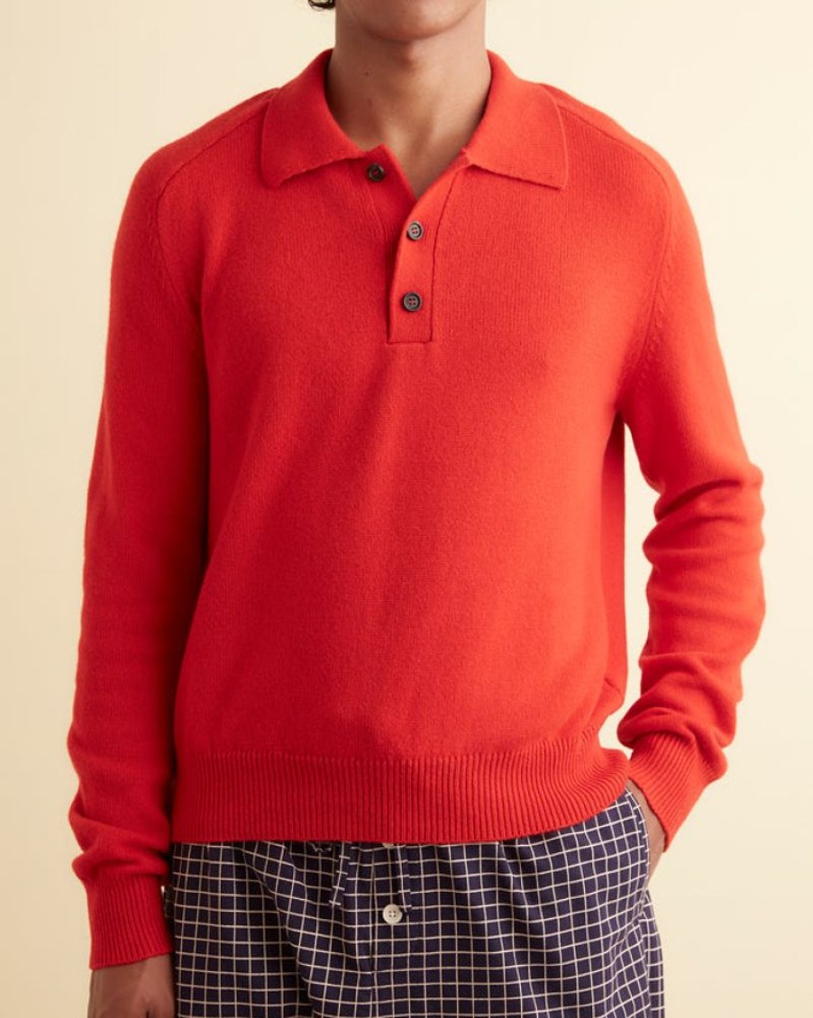 BODE New York Cashmere Polo - Red | Knitwear