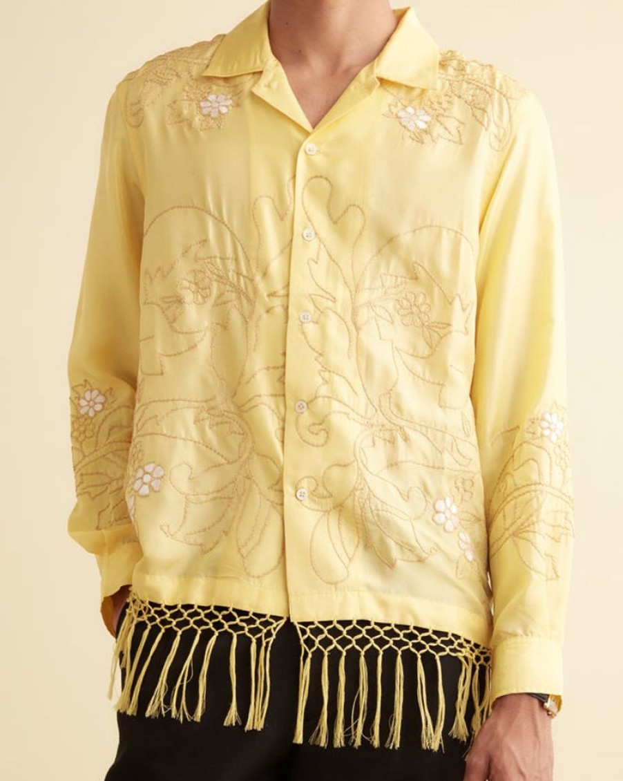 BODE New York Paquerette Fringe Long Sleeve Shirt | Shirts