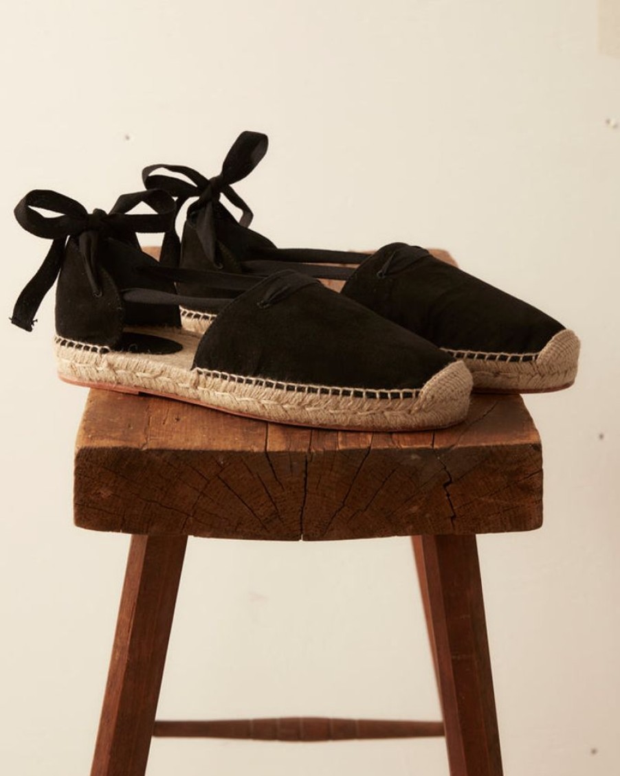 BODE New York Suede Lace-Up Espadrille - Black Natural | Shoes