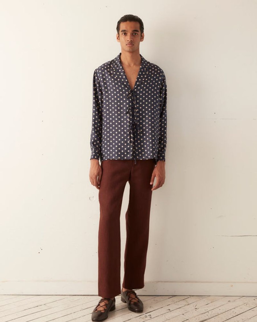 BODE New York Polka Dot Micro Tie Long Sleeve Shirt | Shirts