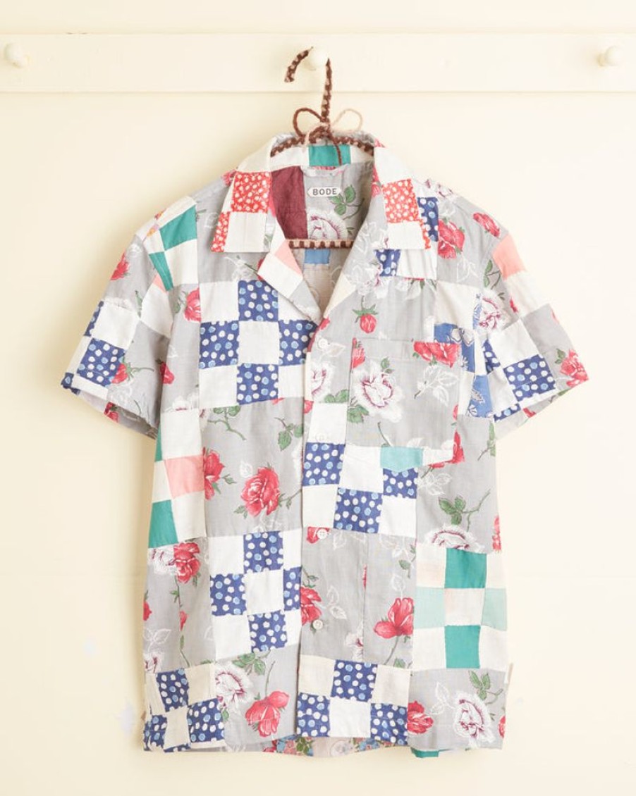 BODE New York Rose Checkerboard Short Sleeve Shirt | Shirts