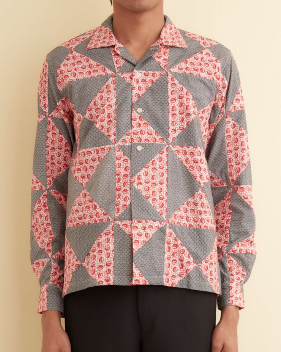 BODE New York Deco Puzzle Patchwork Long Sleeve Shirt | Shirts