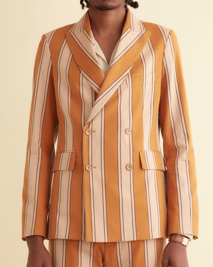 BODE New York Awning Stripe Double-Breasted Suit Jacket | Suiting