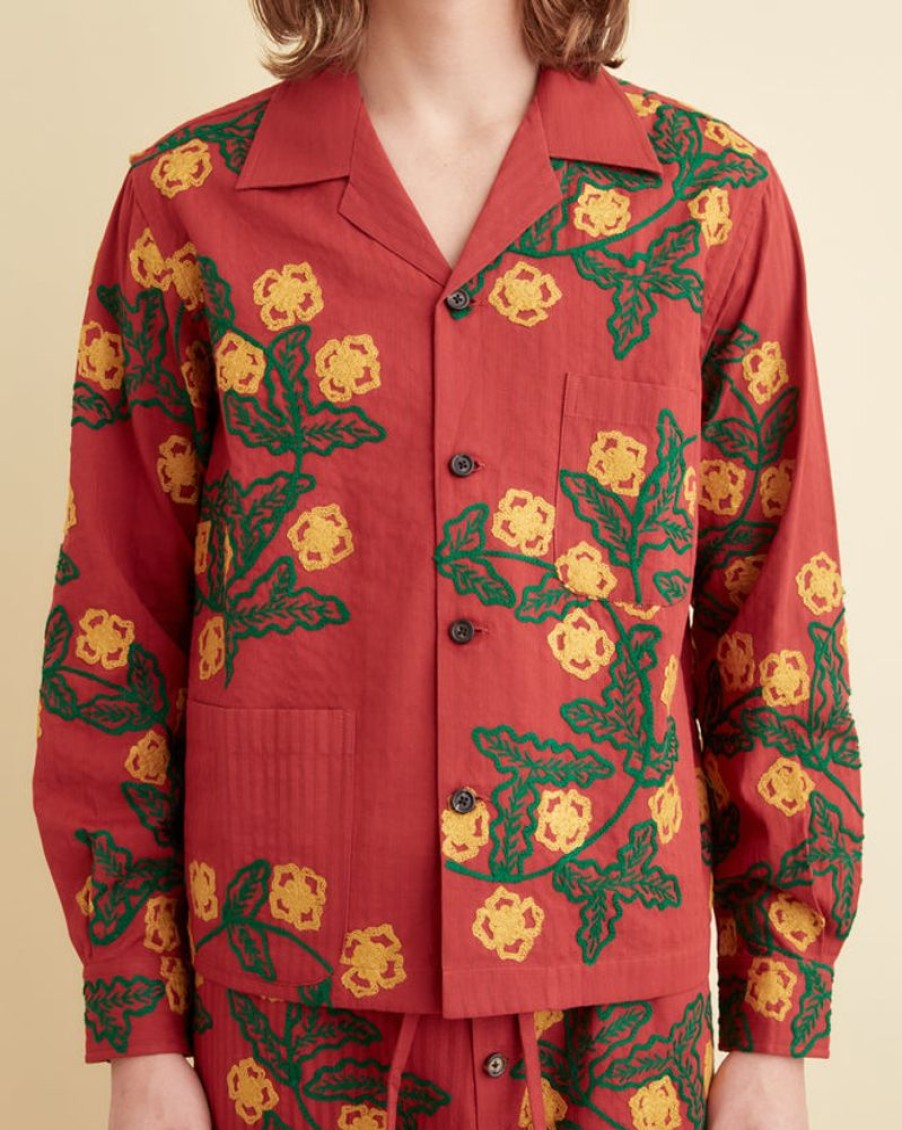 BODE New York Marigold Wreath Long Sleeve Shirt | Shirts