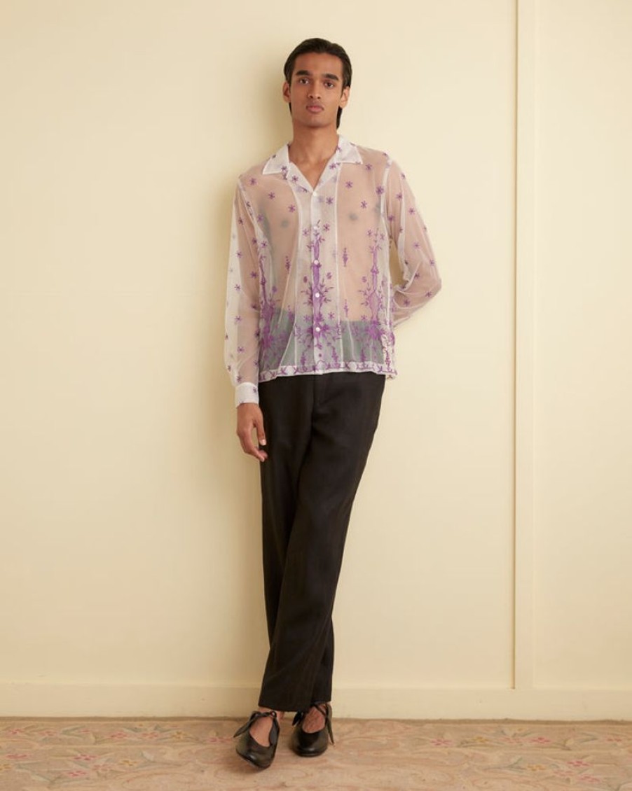 BODE New York Sheer Lavandula Long Sleeve Shirt | Shirts