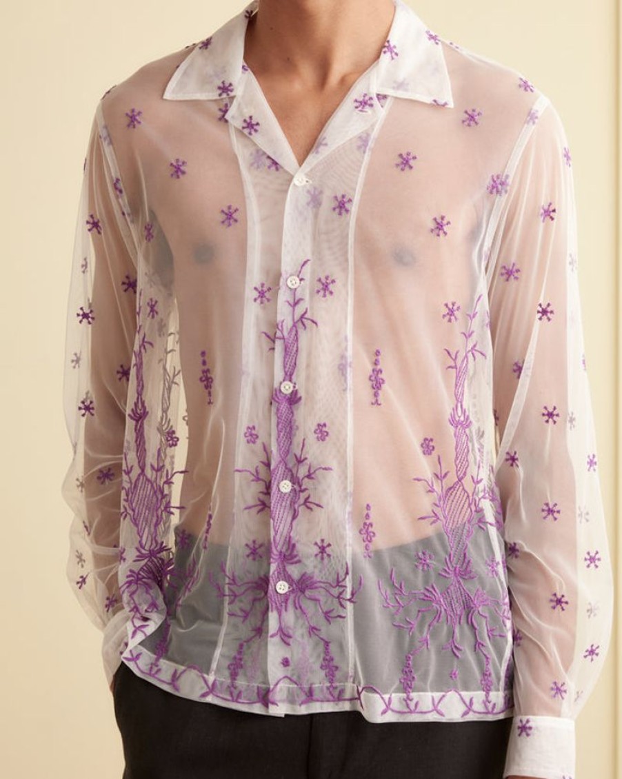 BODE New York Sheer Lavandula Long Sleeve Shirt | Shirts