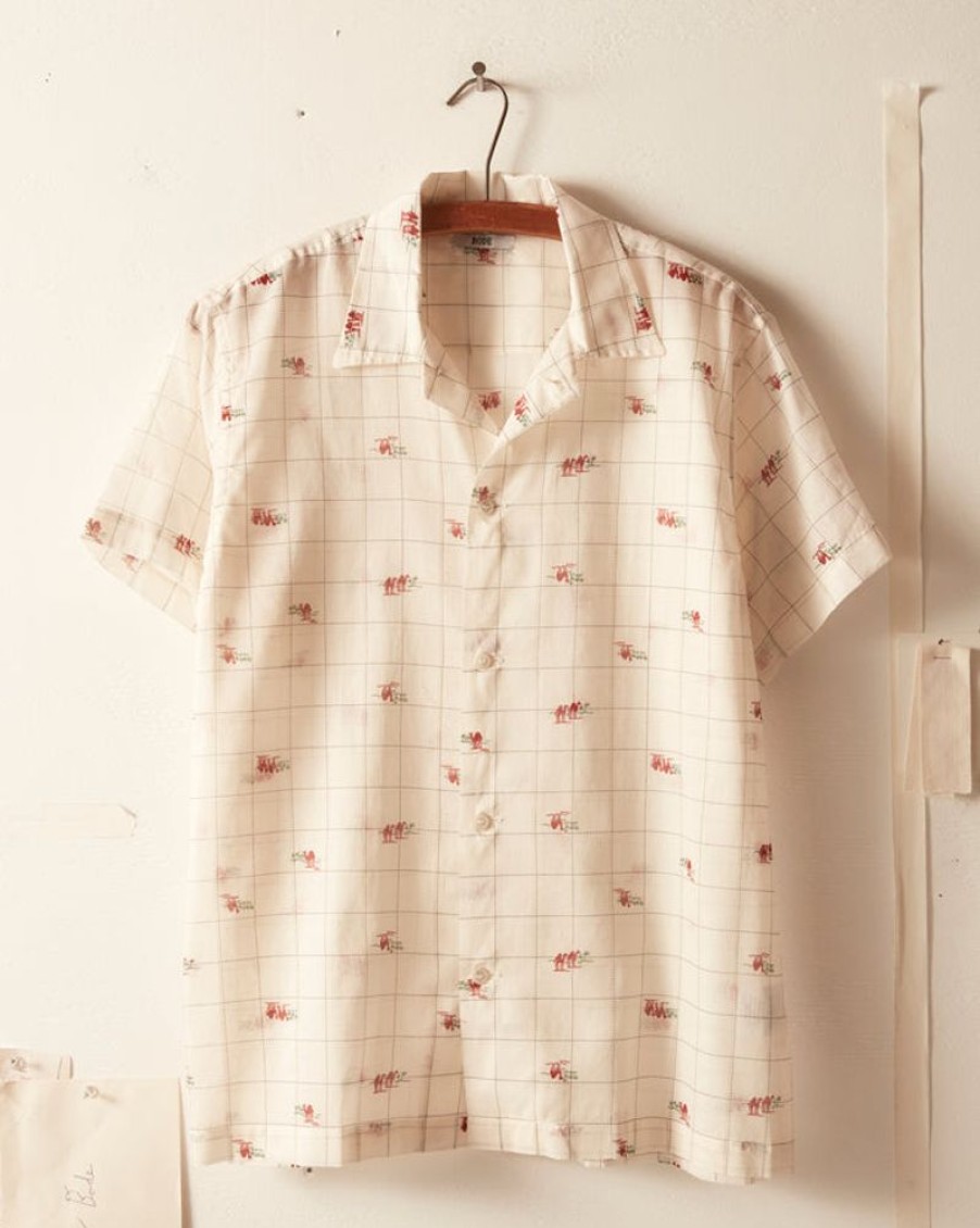 BODE New York Sheer Camel Short Sleeve Shirt | Shirts