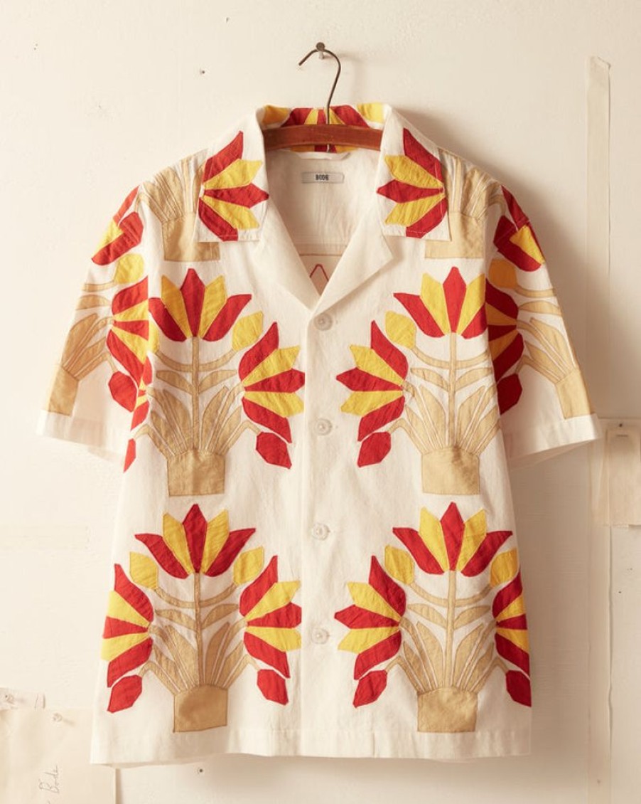 BODE New York Foliage Applique Short Sleeve Shirt | Shirts