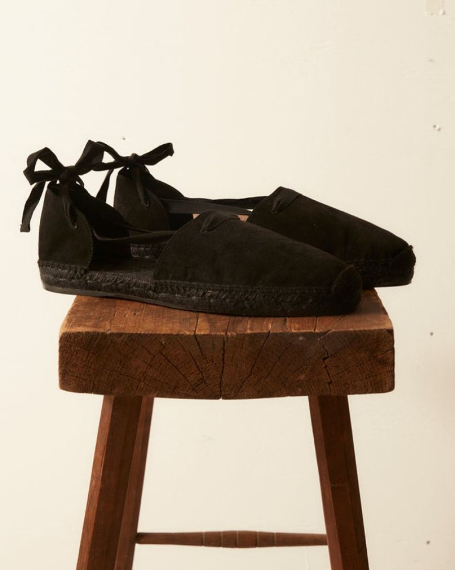 BODE New York Suede Lace-Up Espadrille - Black | Shoes