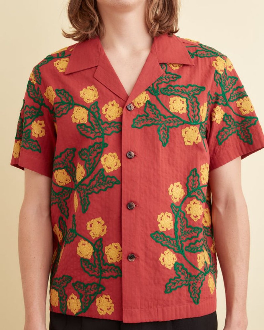 BODE New York Marigold Wreath Short Sleeve Shirt | Shirts