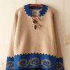 BODE New York Cape Cod Cross Stitch Pullover - Tan | Knitwear