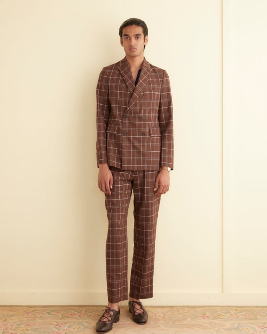 BODE New York Dunham Plaid Double-Breasted Suit Jacket | Suiting