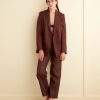 BODE New York Linen Double-Breasted Suit Jacket - Chocolate | Outerwear