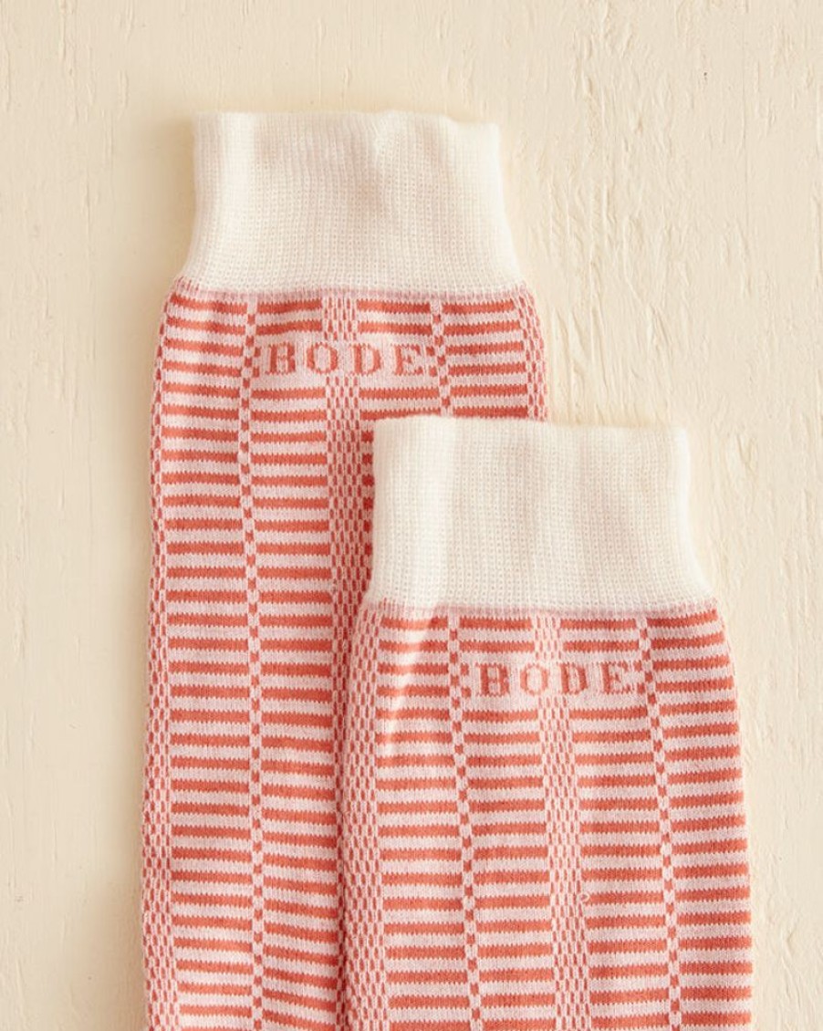 BODE New York Micro Check Socks - Peach Cream | Accessories