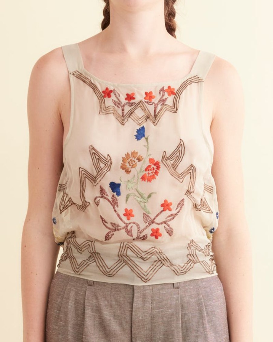 BODE New York Embroidered Flower Study Top | Tops