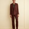 BODE New York Linen Double-Breasted Suit Jacket - Chocolate | Outerwear