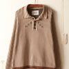 BODE New York Hester Street Polo - Brown/Cream | Knitwear