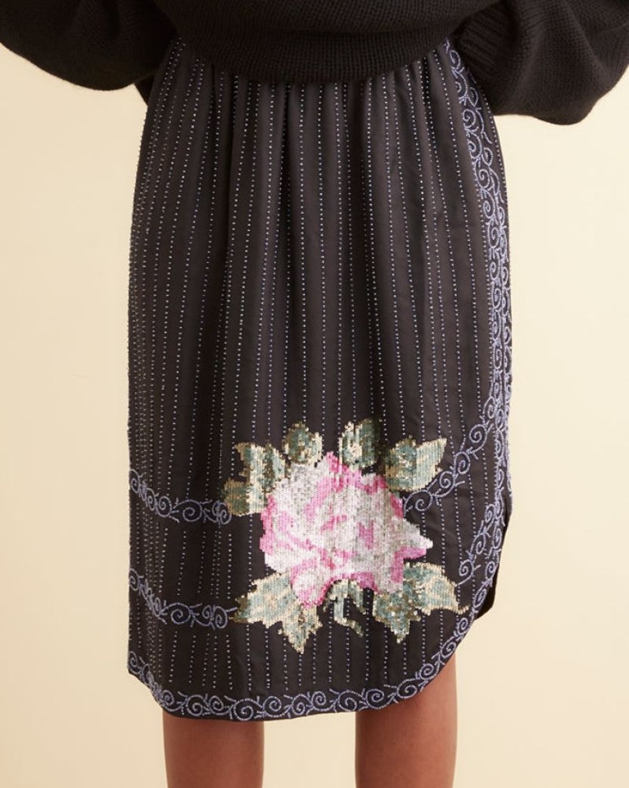 BODE New York Beaded Bourbon Rose Skirt | Skirts