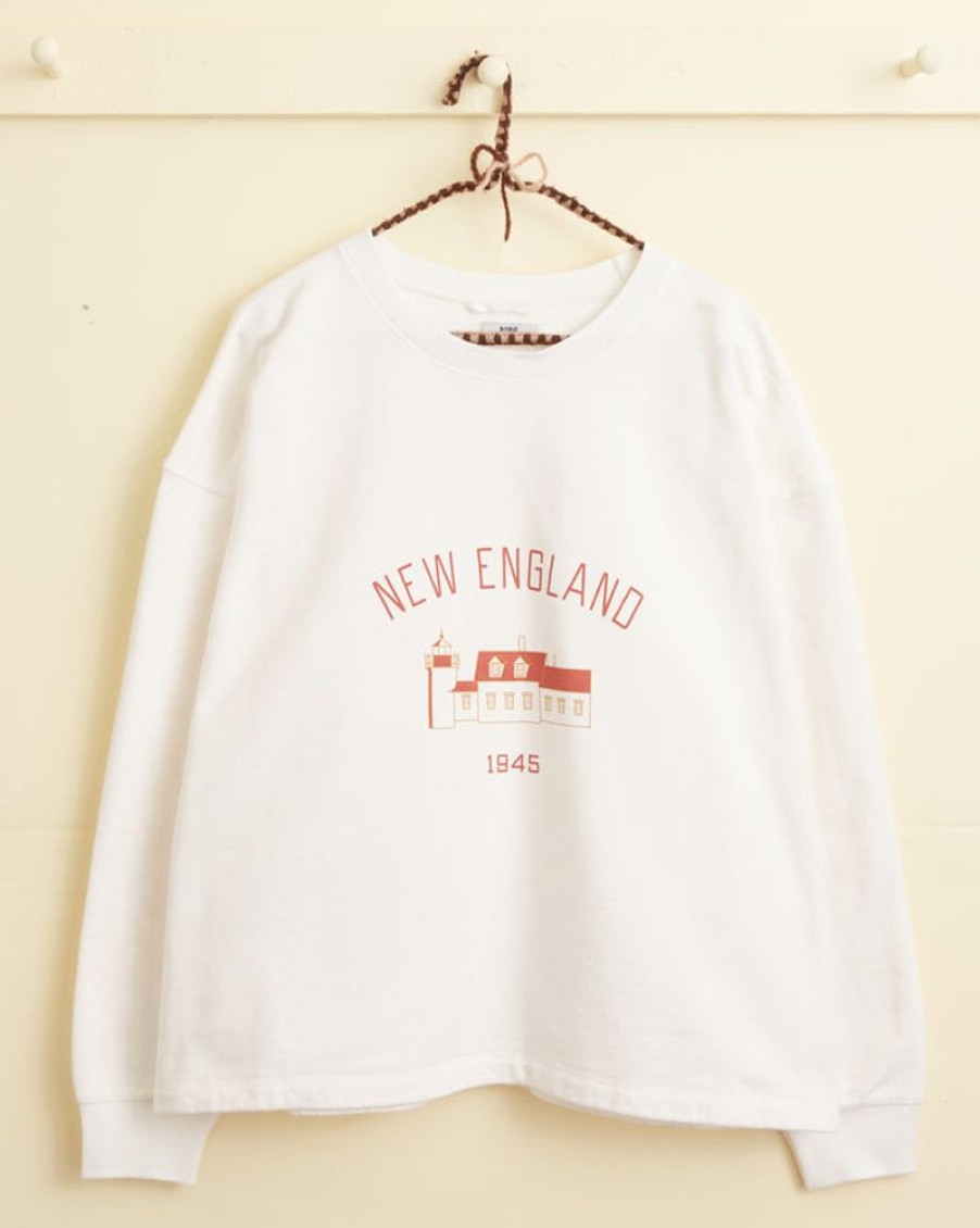 BODE New York New England Crewneck - White | Cut & Sew