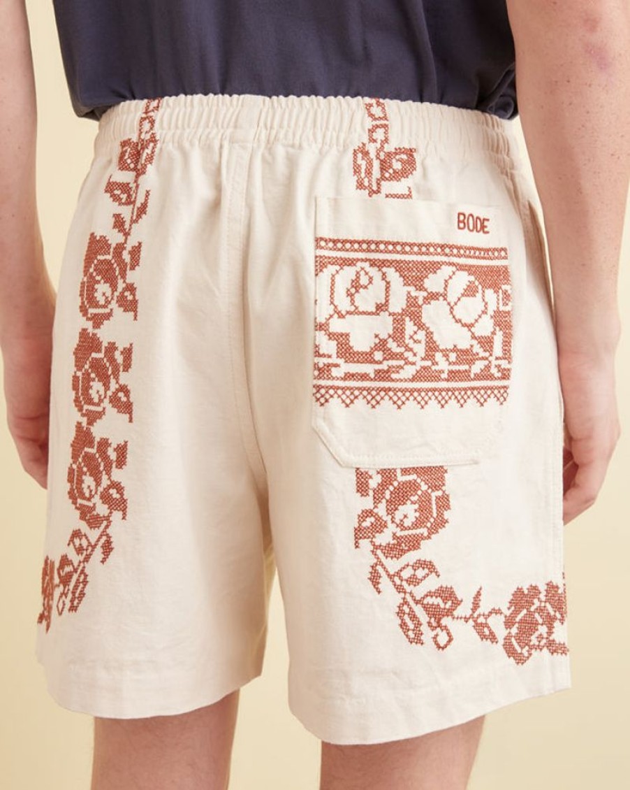 BODE New York Cross-Stitched Rose Garland Shorts | Shorts