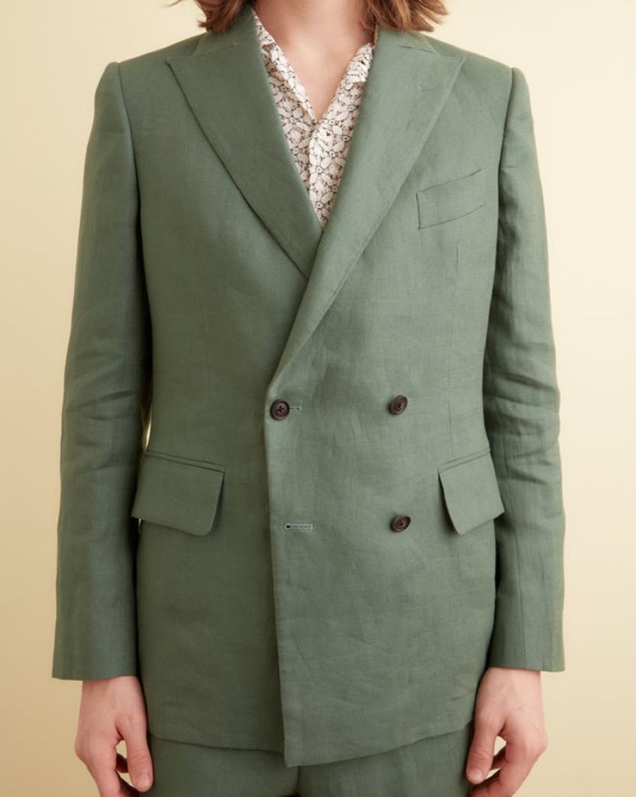 BODE New York Linen Double-Breasted Suit Jacket | Suiting