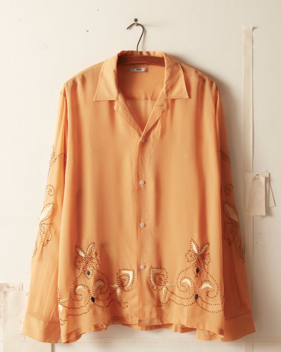 BODE New York Beaded Cantaloupe Long Sleeve Shirt | Shirts