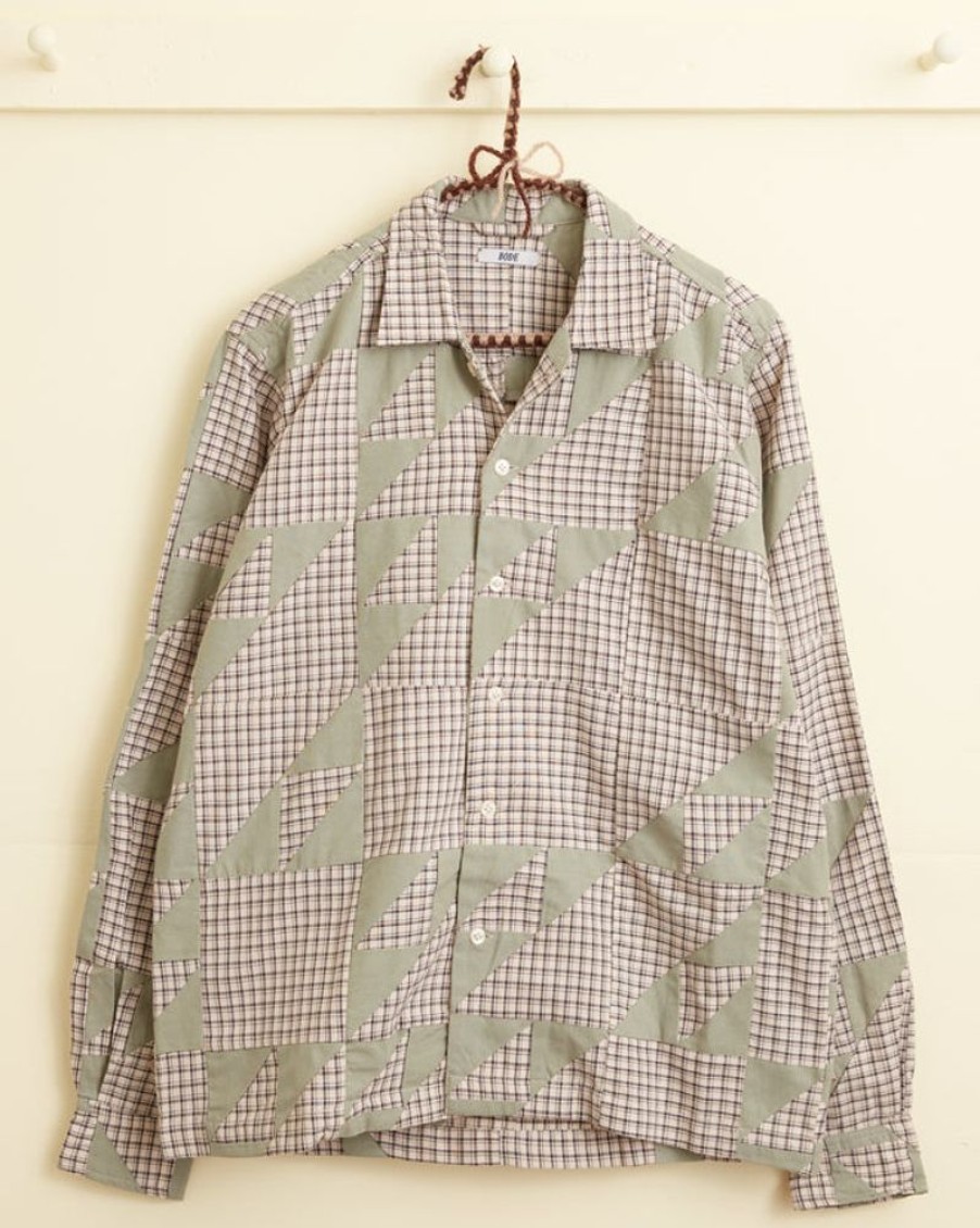 BODE New York Wandering Lover Quilt Long Sleeve Shirt - Mint | Shirts