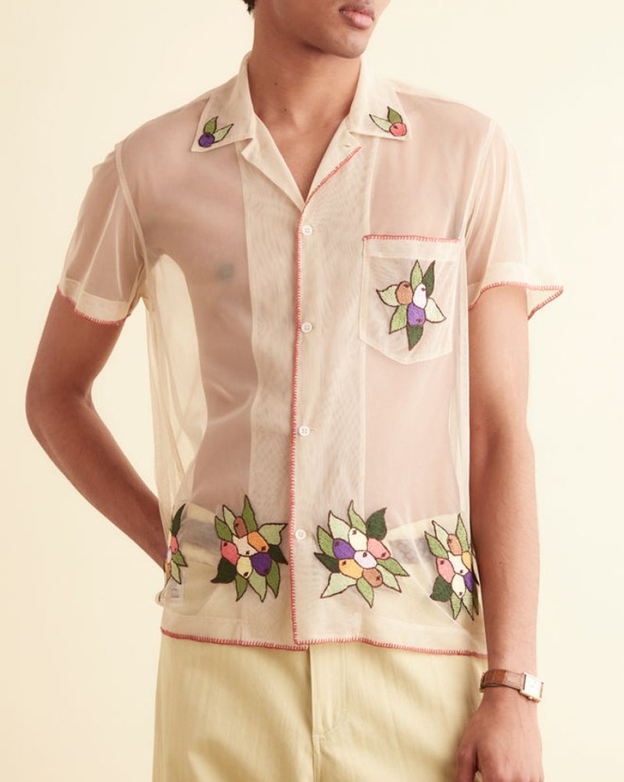 BODE New York Embroidered Suncherry Short Sleeve Shirt | Shirts